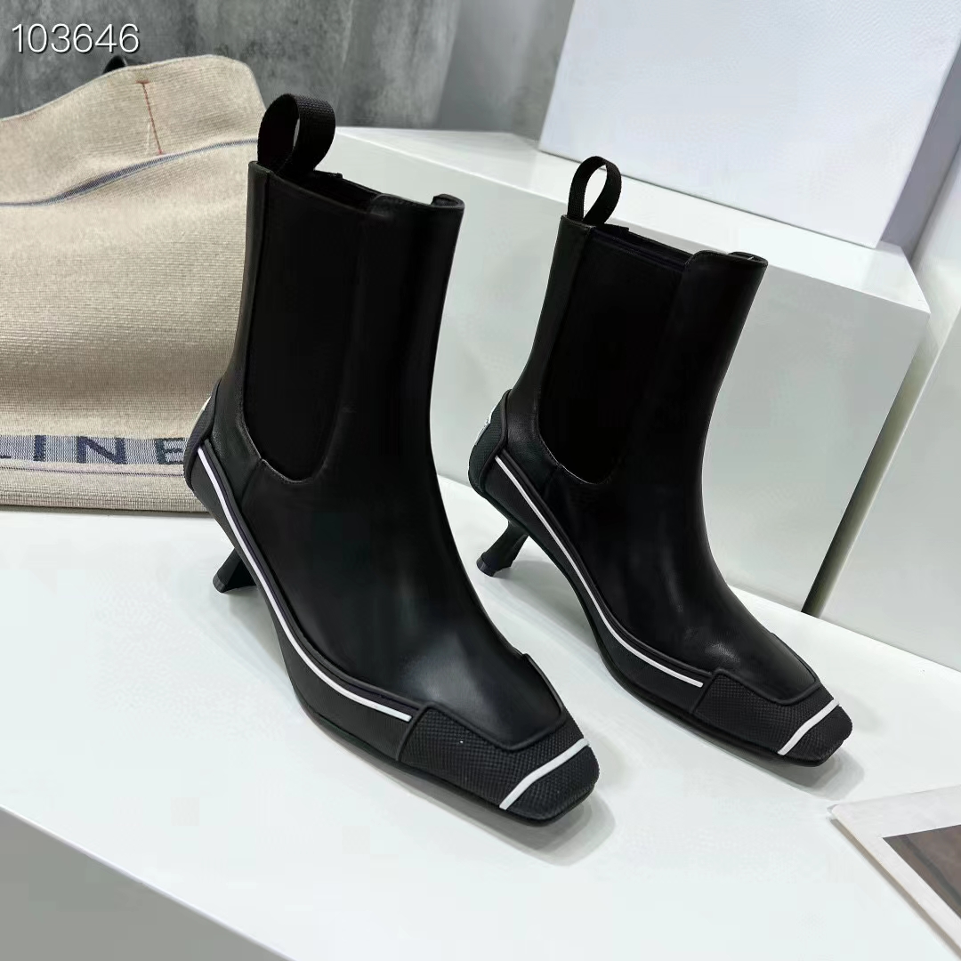 Dior Women Shoes D-Motion Heeled Ankle Boot Black Supple Calfskin Rubber