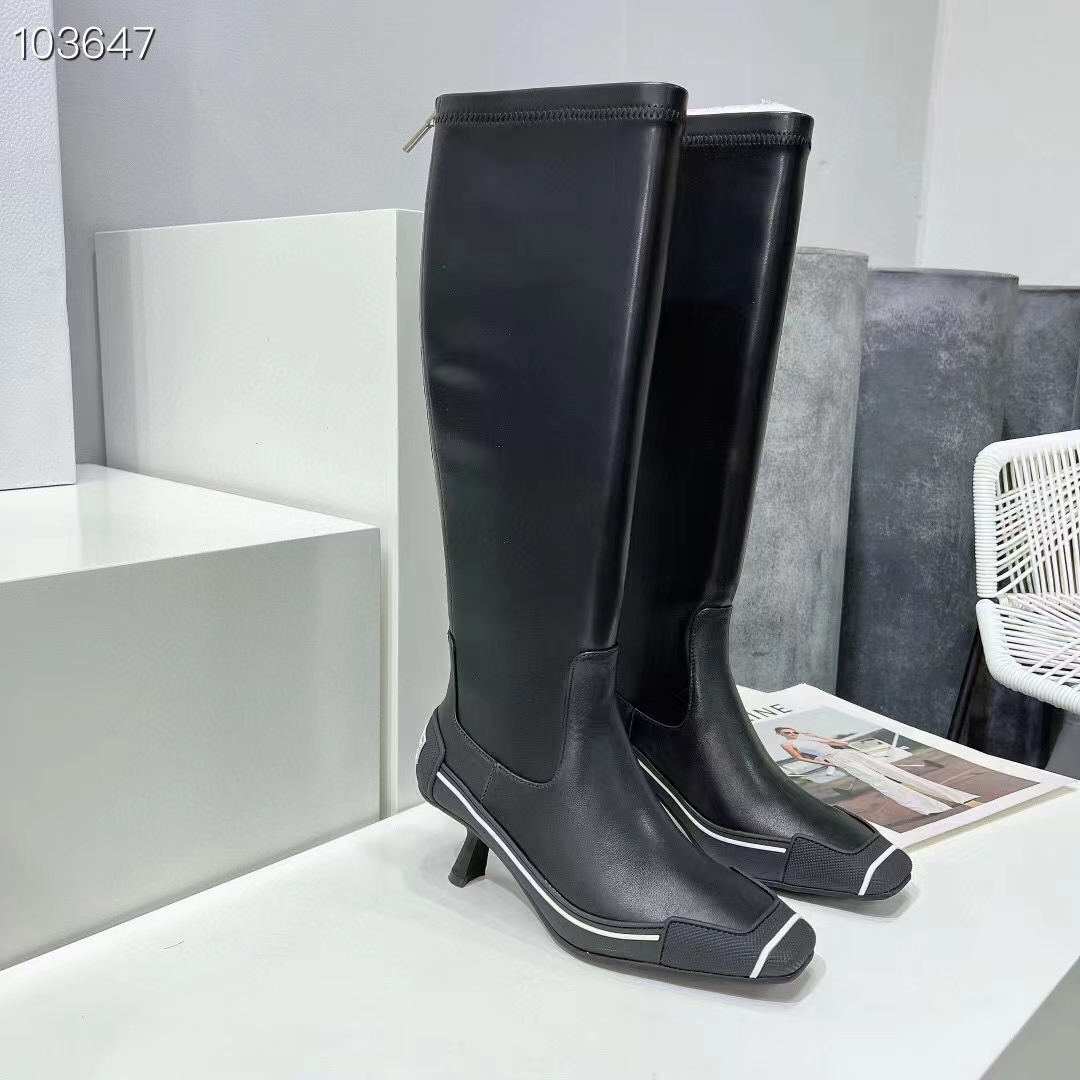 Dior Women Shoes D-Motion Heeled Boot Black Stretch Lambskin Rubber