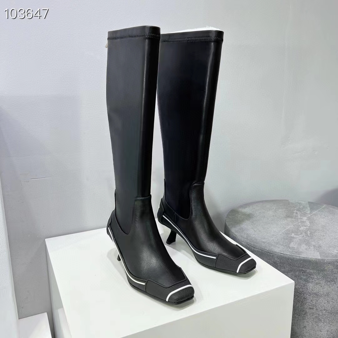 Dior Women Shoes D-Motion Heeled Boot Black Stretch Lambskin Rubber