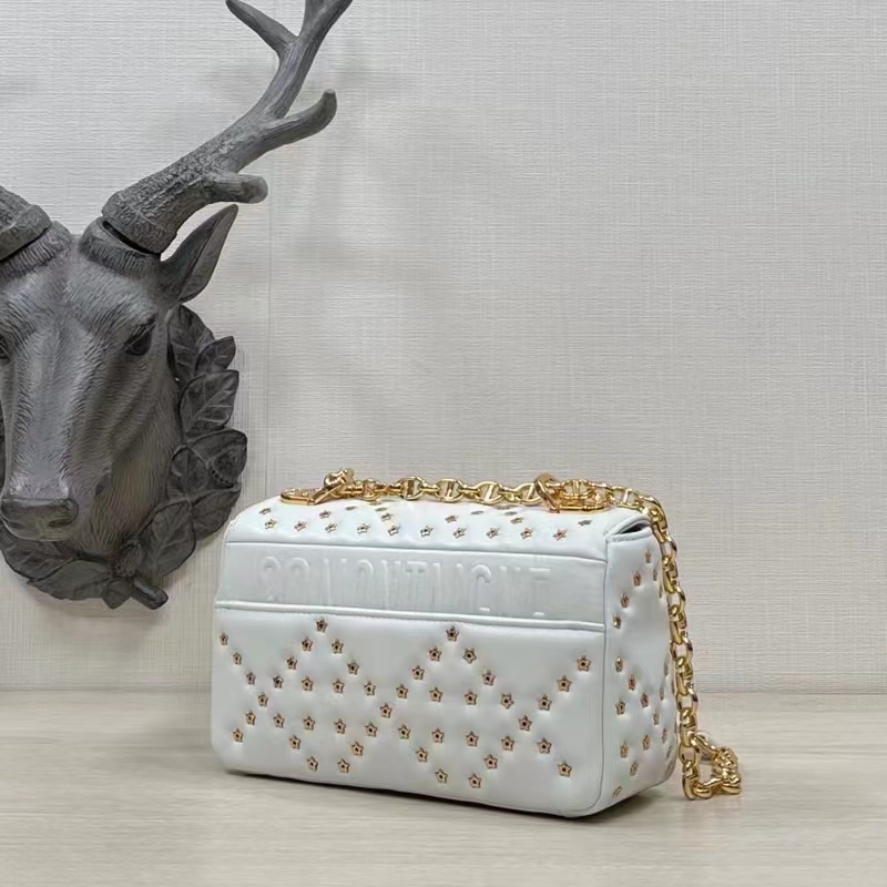 Dior Women Small Dior Caro Bag Latte Lucky Star Cannage Lambskin