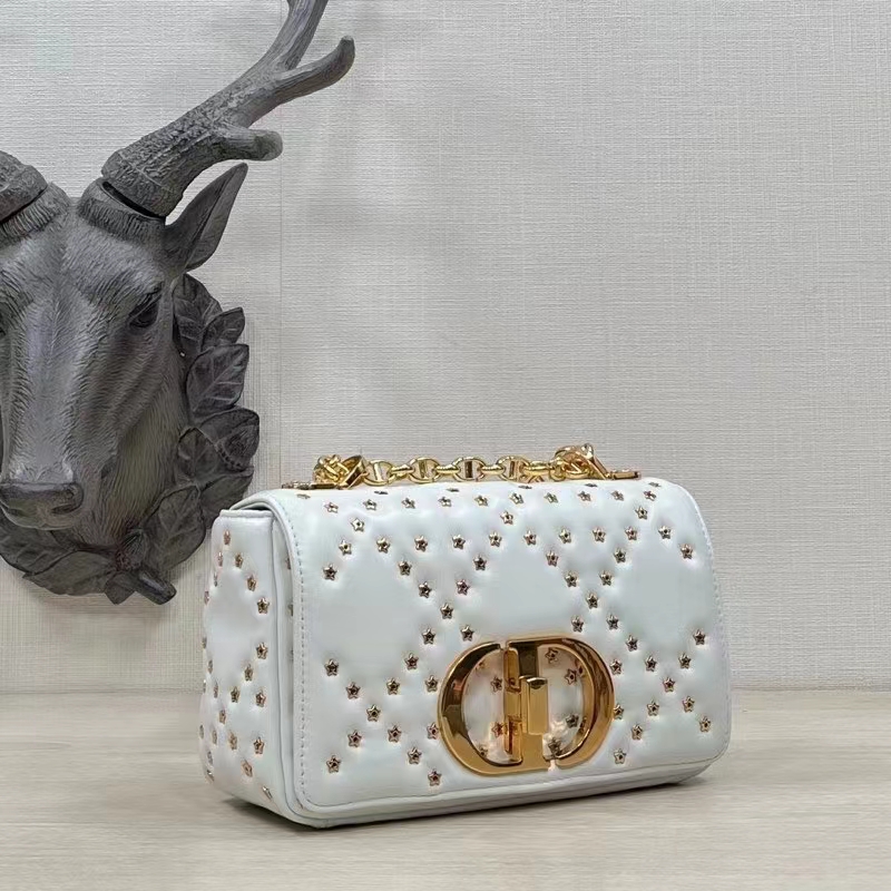 Dior Women Small Dior Caro Bag Latte Lucky Star Cannage Lambskin