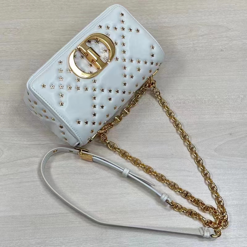 Dior Women Small Dior Caro Bag Latte Lucky Star Cannage Lambskin