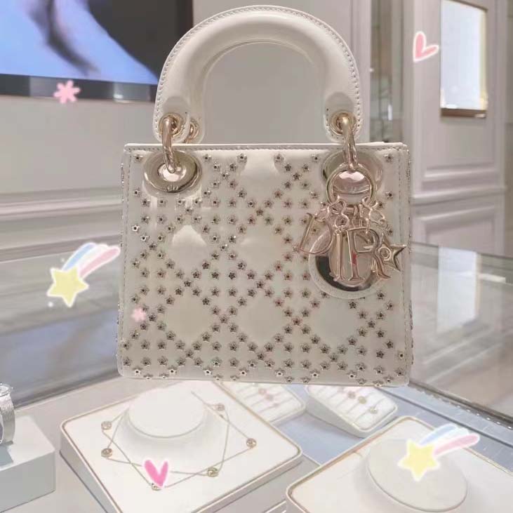 Dior Women Small Lady Dior My ABCDior Bag Latte Lucky Star Cannage Lambskin