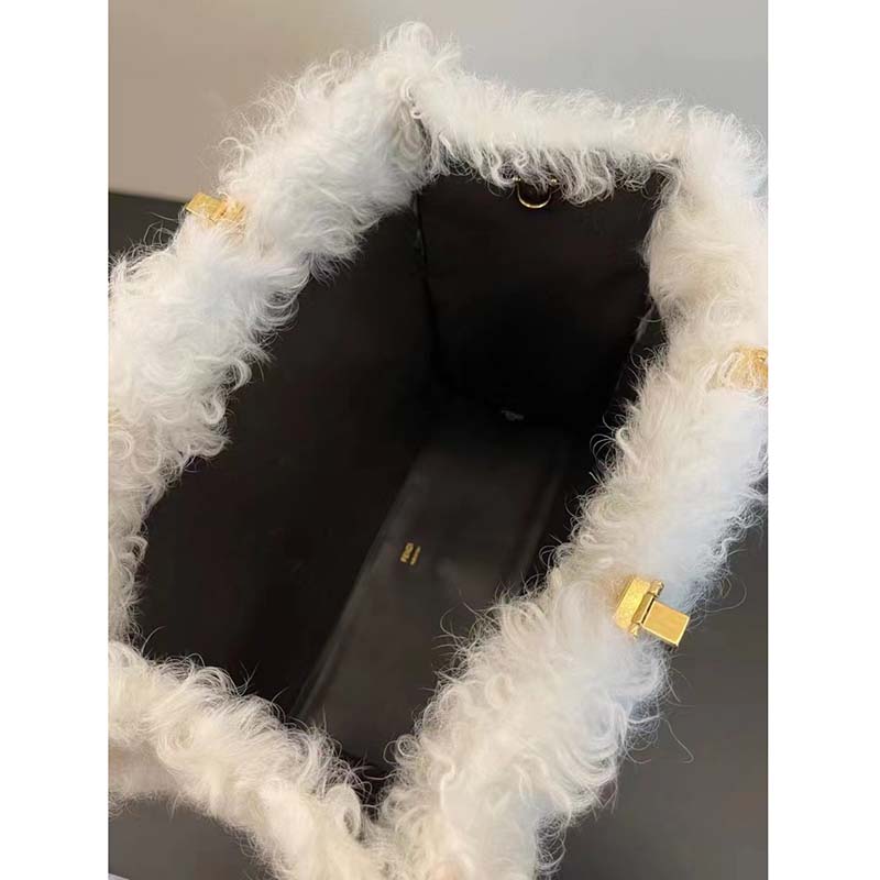 Fendi Women Fendi Sunshine Large White Mohair Shopper