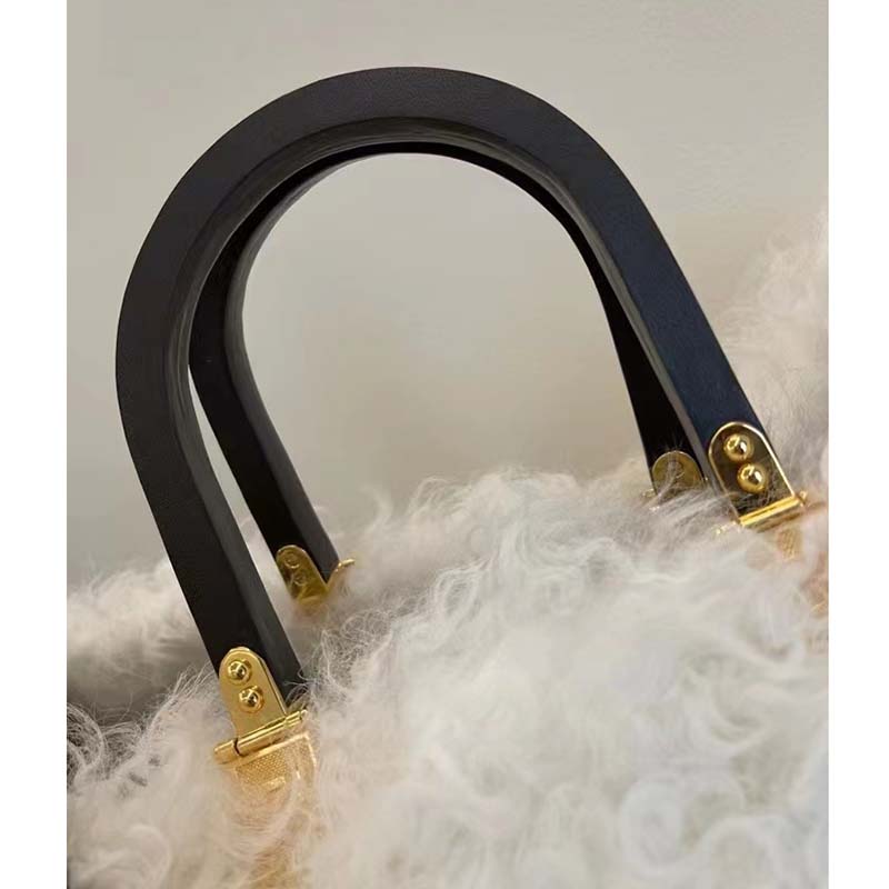 Fendi Women Fendi Sunshine Large White Mohair Shopper