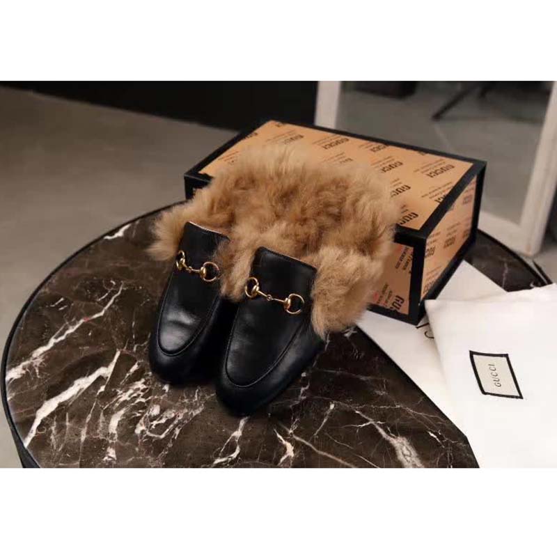 G*u*i gg 2015 re-edition women’s princetown black metal-free tanned leather flat
