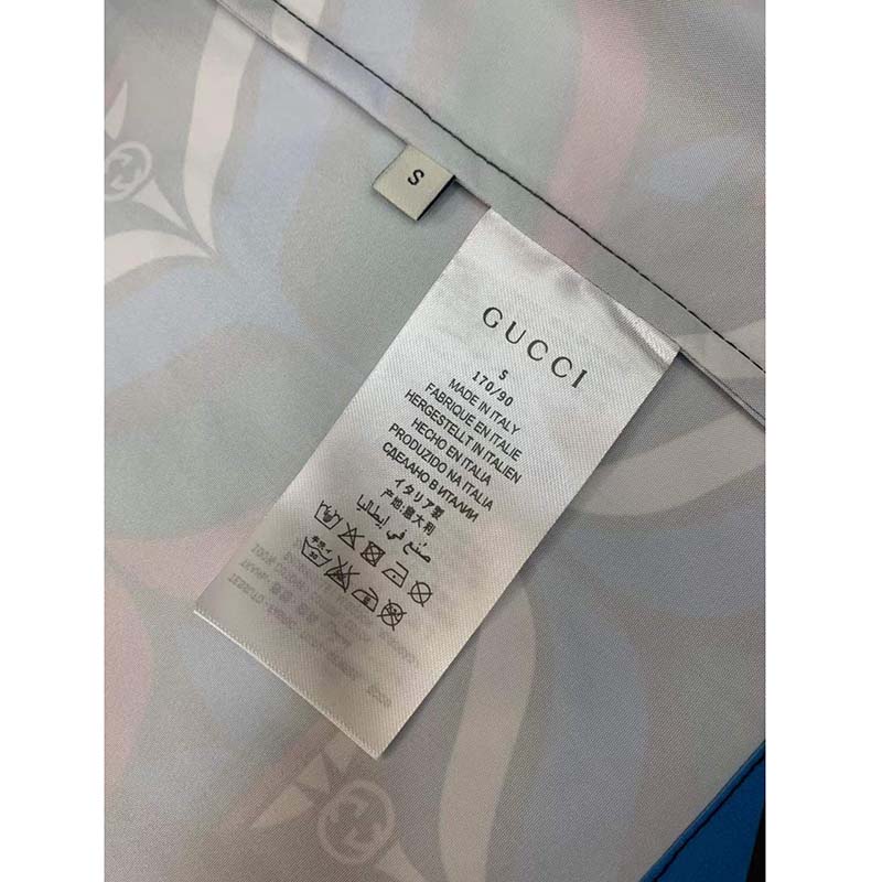G*u*i gg men adidas x G*u*i trefoil print bowling shirt straight hem side vents viscose