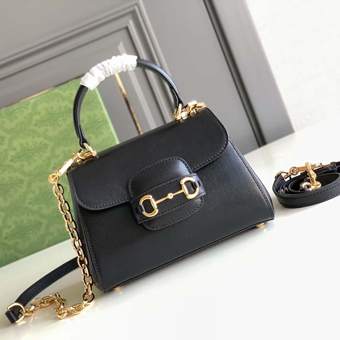 G*u*i gg women horsebit 1955 mini bag top handle black leather