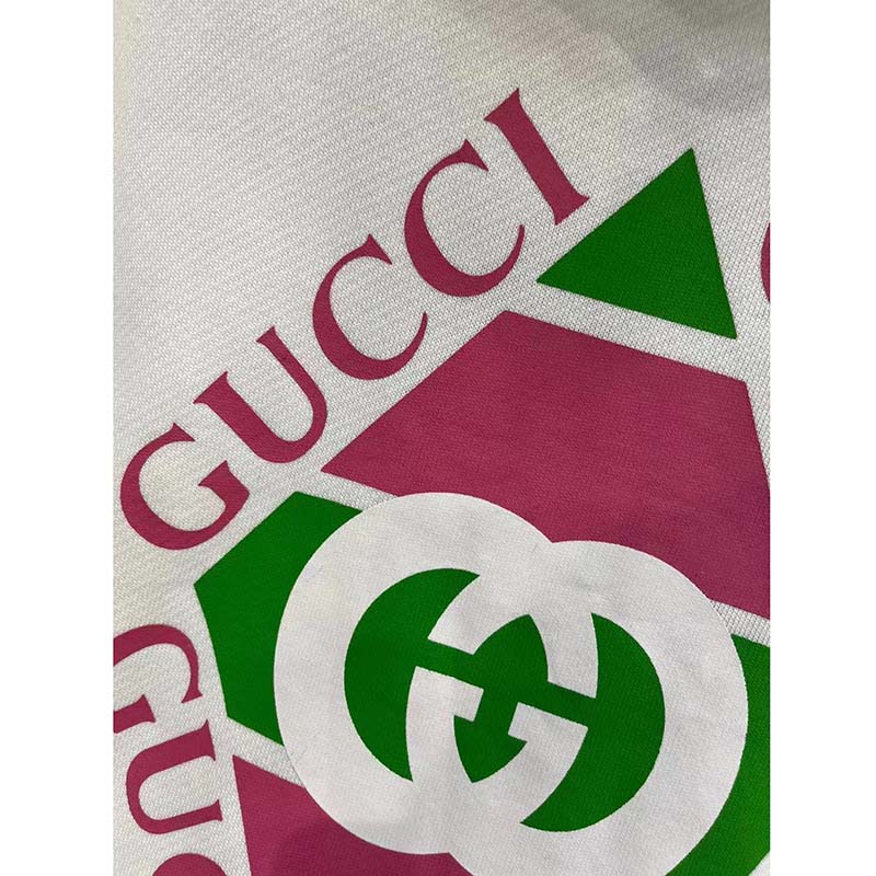 G*u*i women gg vintage logo cotton sweatshirt white heavy felted jersey