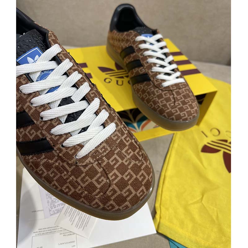 G*u*i unisex adidas x G*u*i gazelle sneaker brown black square g suede leather low heel