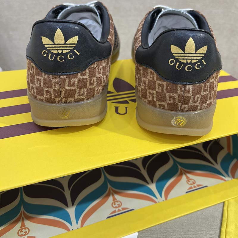G*u*i unisex adidas x G*u*i gazelle sneaker brown black square g suede leather low heel
