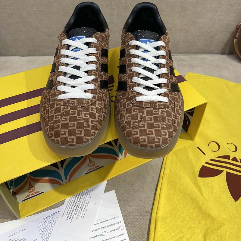 G*u*i unisex adidas x G*u*i gazelle sneaker brown black square g suede leather low heel