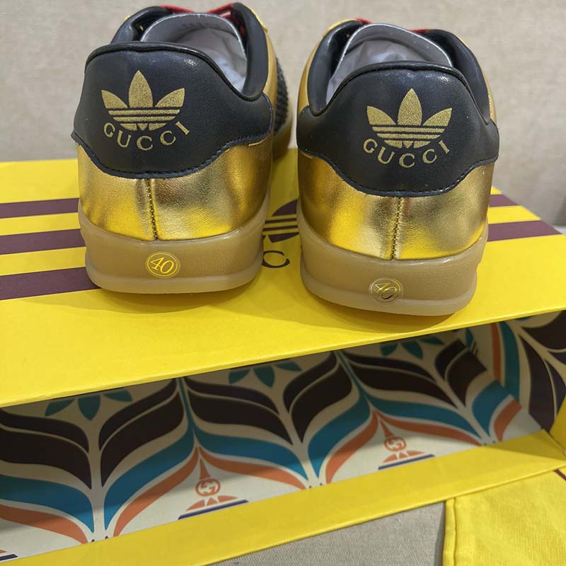 G*u*i unisex adidas x G*u*i gazelle sneaker metallic gold leather low 3.3 cm heel