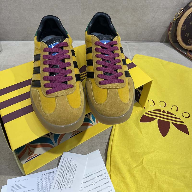 G*u*i unisex adidas x G*u*i gazelle sneaker yellow velvet beige suede low heel