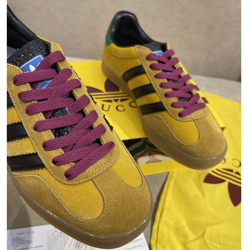 G*u*i unisex adidas x G*u*i gazelle sneaker yellow velvet beige suede low heel