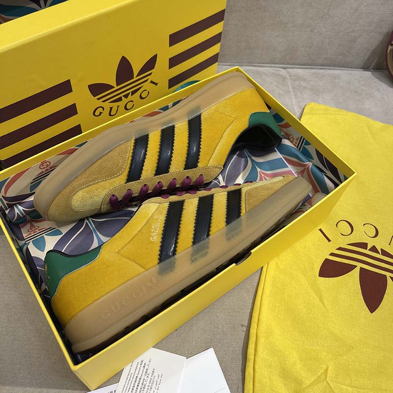 G*u*i unisex adidas x G*u*i gazelle sneaker yellow velvet beige suede low heel