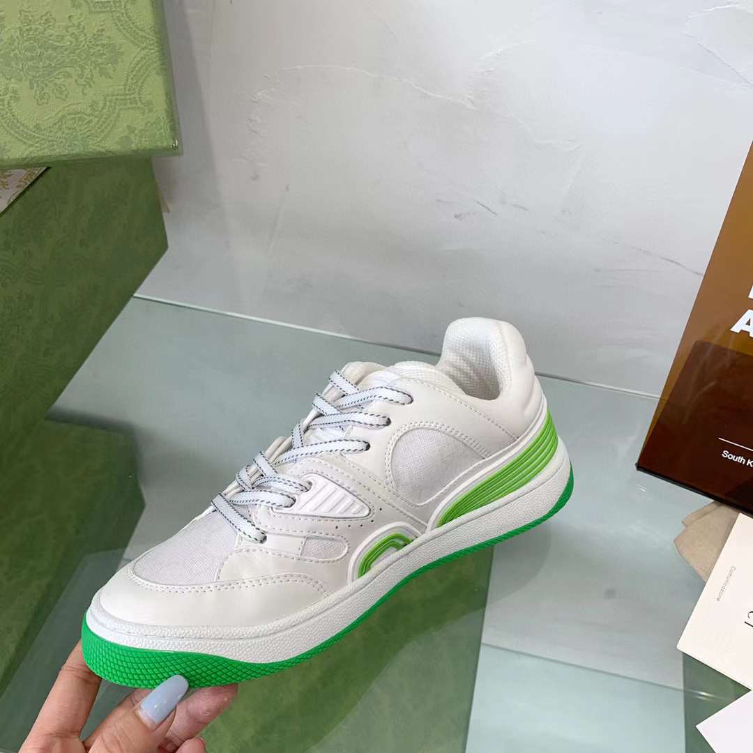G*u*i unisex basket sneaker white demetra beige gg supreme canvas low 3.3 cm heel