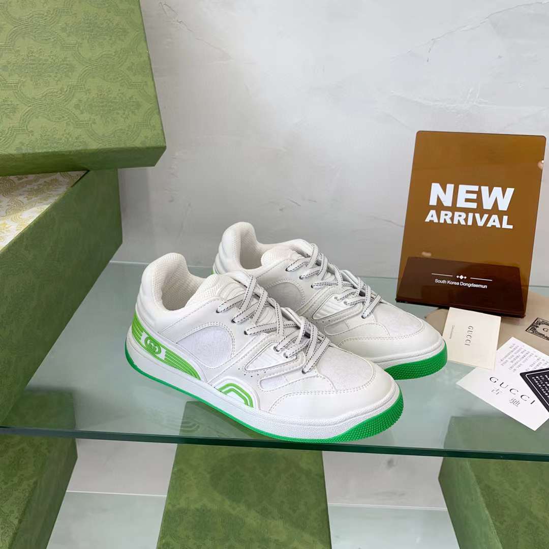 G*u*i unisex basket sneaker white demetra beige gg supreme canvas low 3.3 cm heel