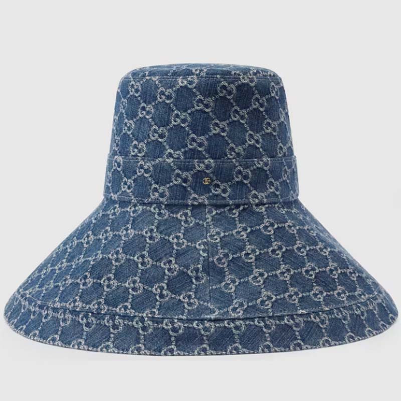 G*u*i unisex gg canvas wide brim hat beige ebony lined double g