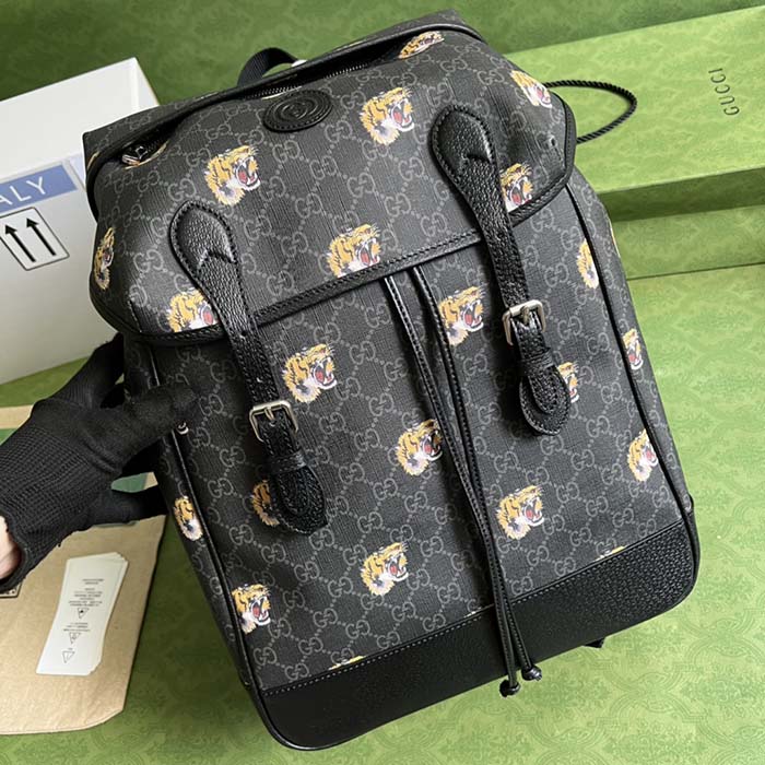 G*u*i unisex gg medium backpack tiger print black gg supreme canvas