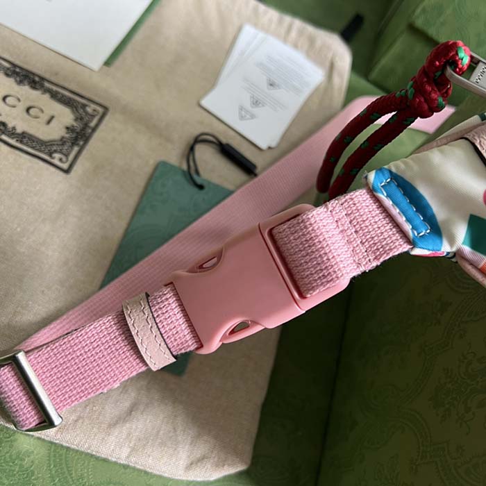 G*u*i unisex gg the north face x G*u*i belt bag pink leather zipper closure