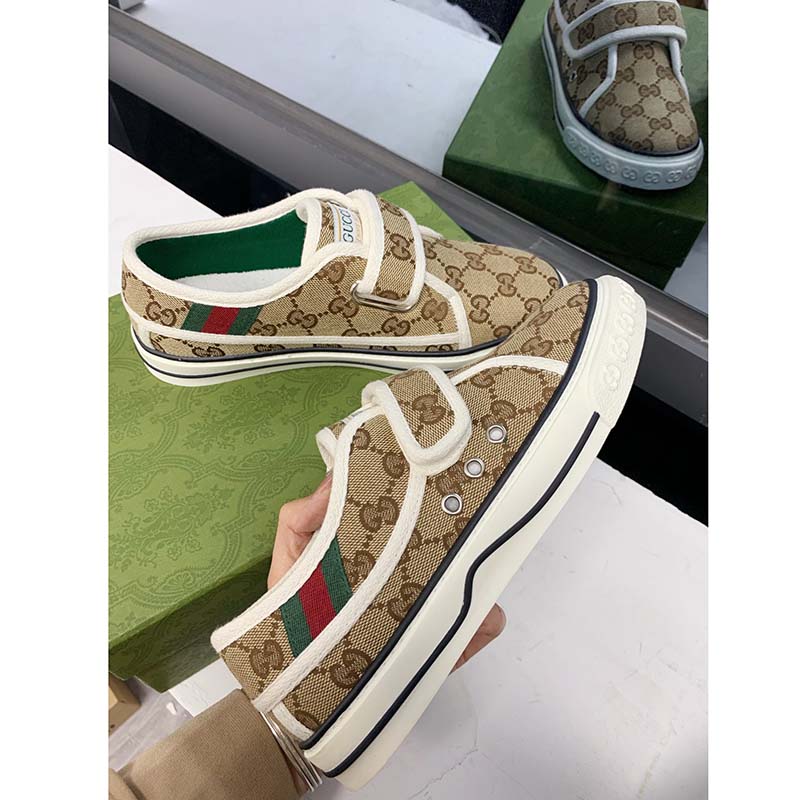 G*u*i unisex tennis 1977 sneaker beige ebony jumbo gg canvas low 3 cm heel