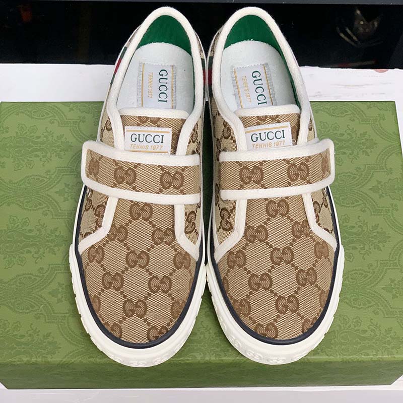 G*u*i unisex tennis 1977 sneaker beige ebony jumbo gg canvas low 3 cm heel