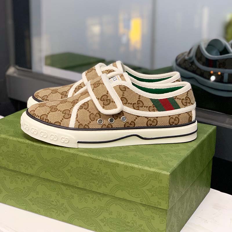 G*u*i unisex tennis 1977 sneaker beige ebony jumbo gg canvas low 3 cm heel
