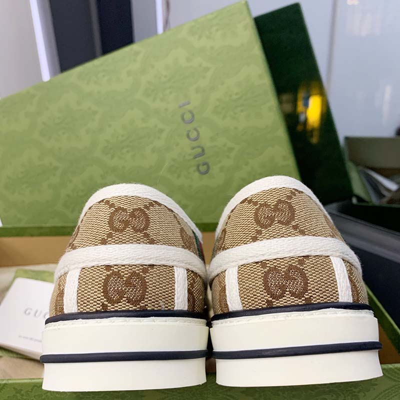 G*u*i unisex tennis 1977 sneaker beige ebony jumbo gg canvas low 3 cm heel