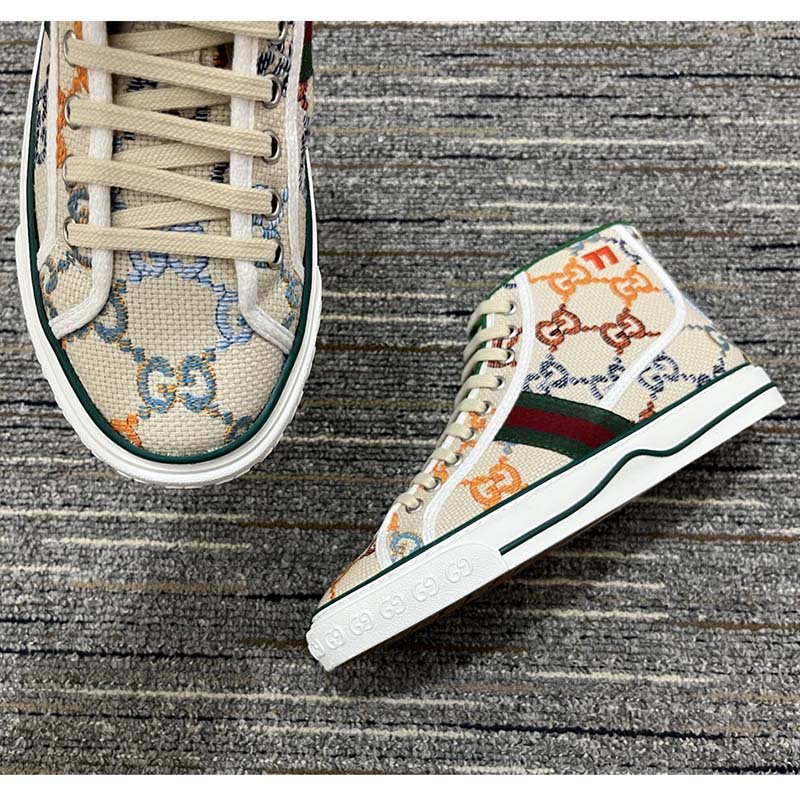 G*u*i women tennis 1977 sneaker multicolor gg linen fabric flat 2 cm heel
