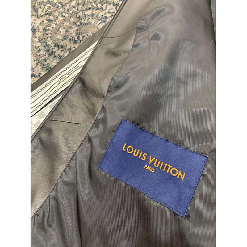 Louis Vuitton LV Women Leather Track Blouson Black Calf Leather Thistle Regular Fit