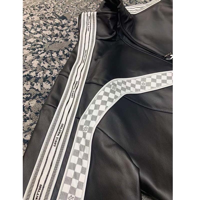 Louis Vuitton LV Women Leather Track Blouson Black Calf Leather Thistle Regular Fit