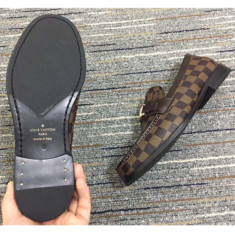 Louis Vuitton LV Men Major Loafer Brown Damier Canvas Ebene Blake Construction LV Initials