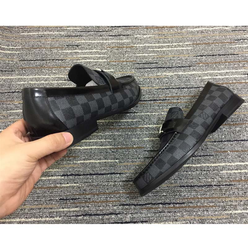 Louis Vuitton LV Men Major Loafer Damier Canvas Graphite Moccasin LV Initials