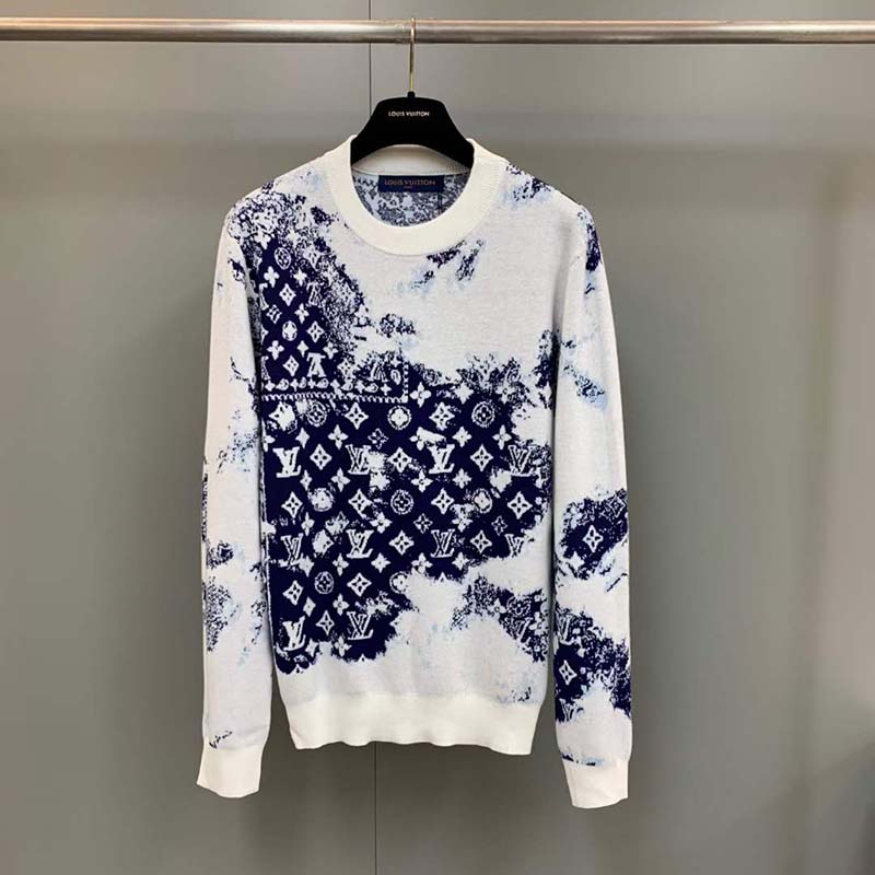 Louis Vuitton LV Women Monogram Bandana Crewneck Sweatshirt Cotton Indigo Slightly Loose Fit
