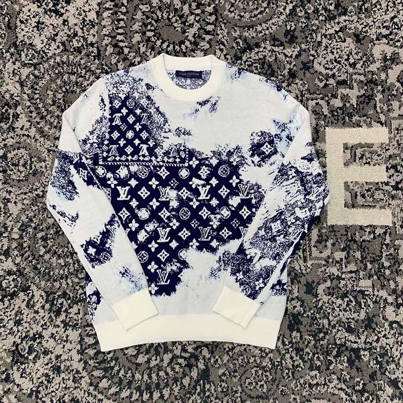 Louis Vuitton LV Women Monogram Bandana Crewneck Sweatshirt Cotton Indigo Slightly Loose Fit