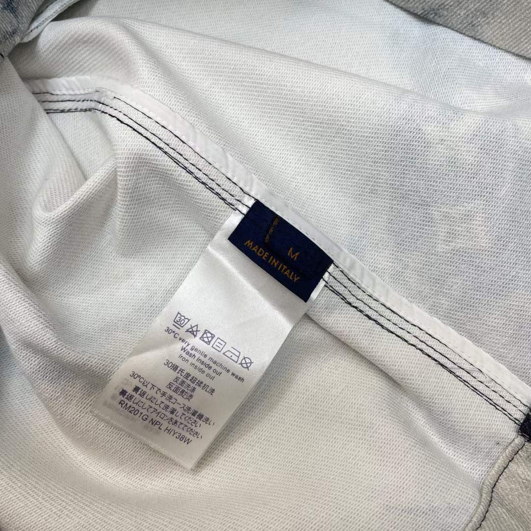 Louis Vuitton LV Men Monogram Bandana Short-Sleeved Denim Shirt Cotton Indigo Regular Fit
