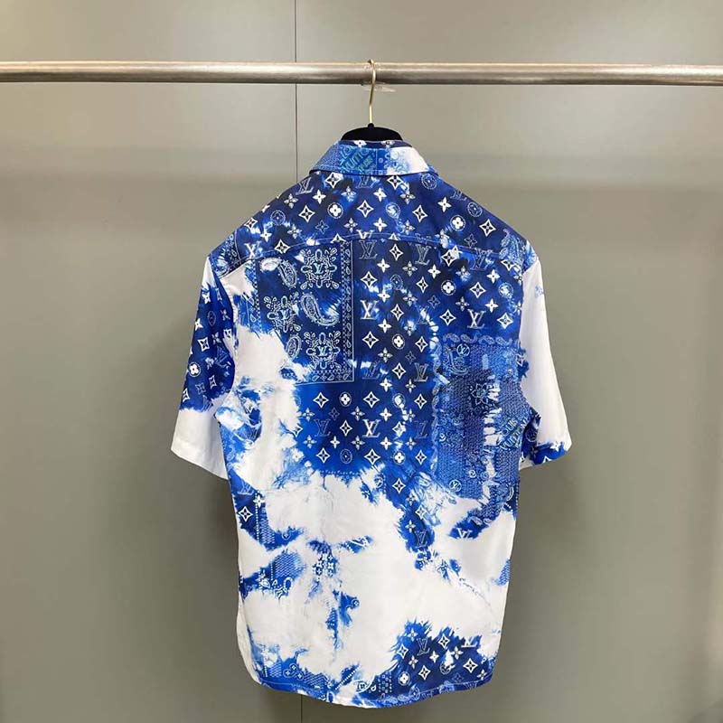 Louis Vuitton LV Women Monogram Bandana Short-Sleeved Shirt Cotton Indigo Regular Fit