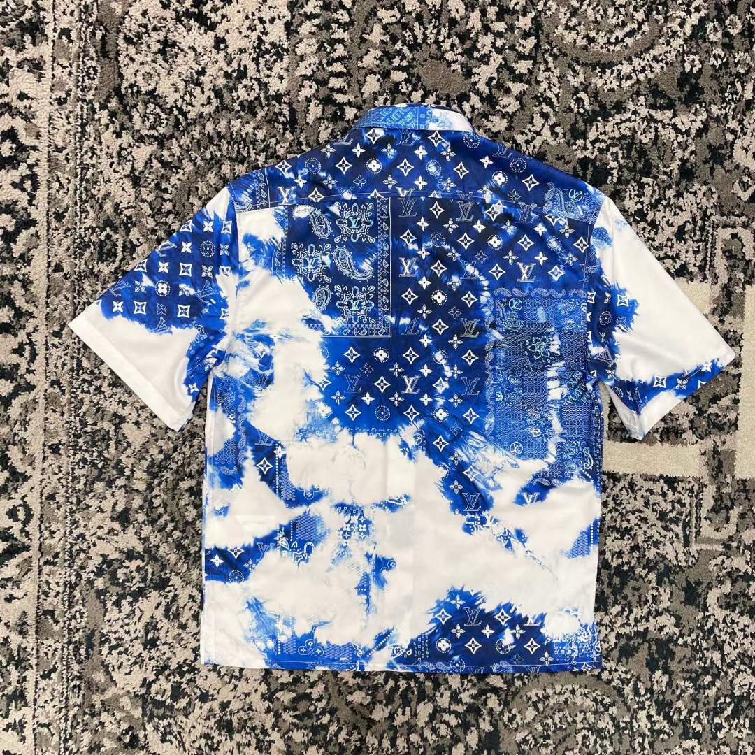 Louis Vuitton LV Women Monogram Bandana Short-Sleeved Shirt Cotton Indigo Regular Fit