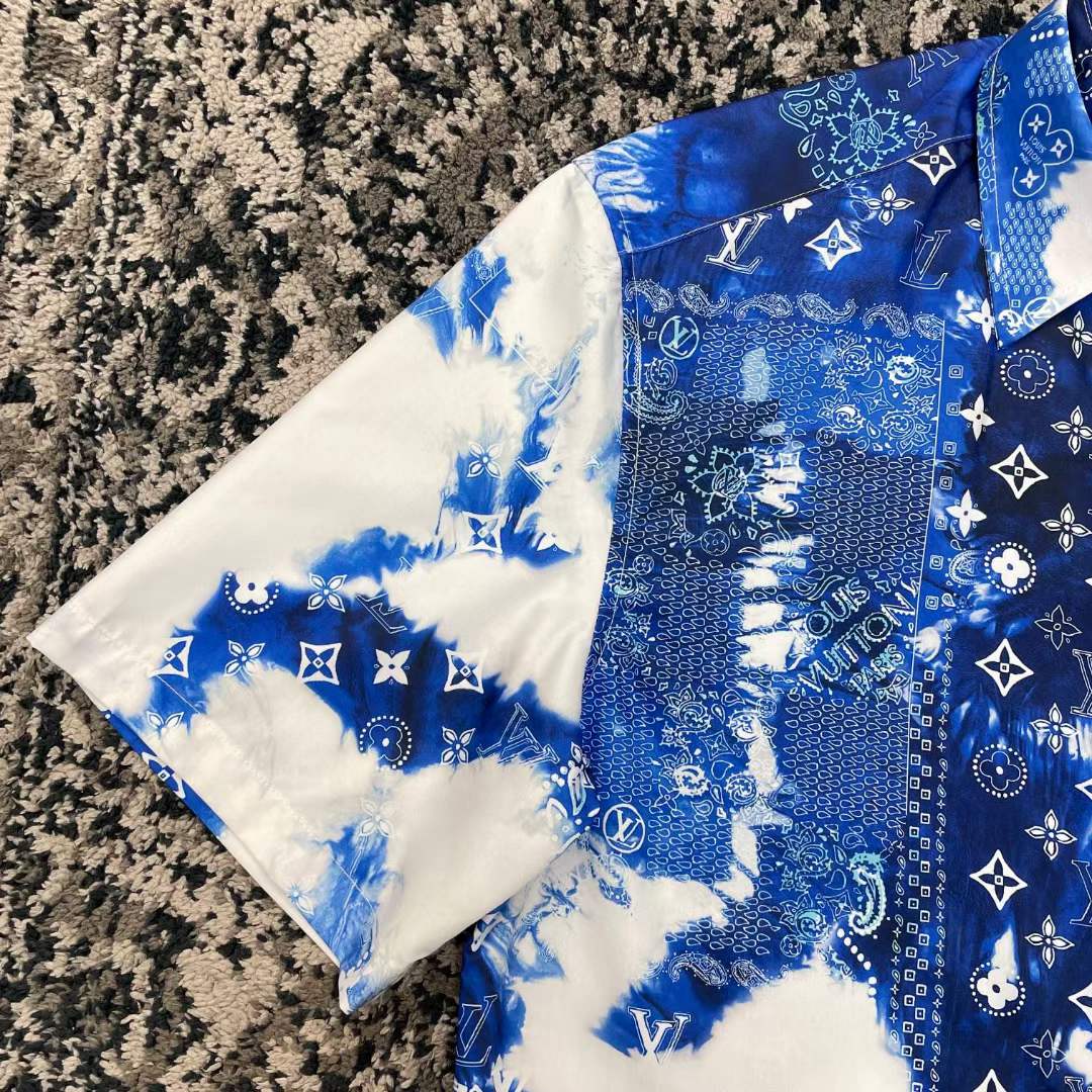 Louis Vuitton LV Women Monogram Bandana Short-Sleeved Shirt Cotton Indigo Regular Fit