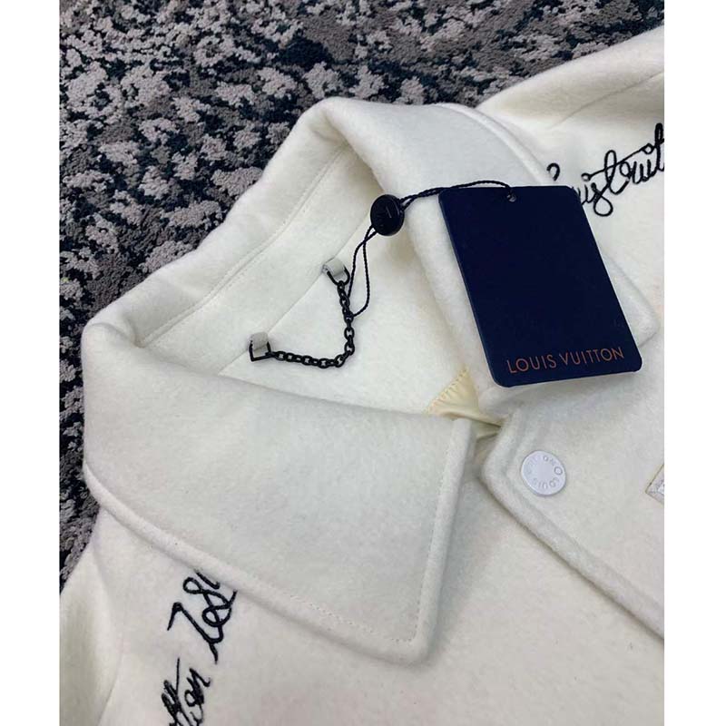 Louis Vuitton LV Men Multi-Patches Mixed Leather Varsity Blouson LWG Calf White