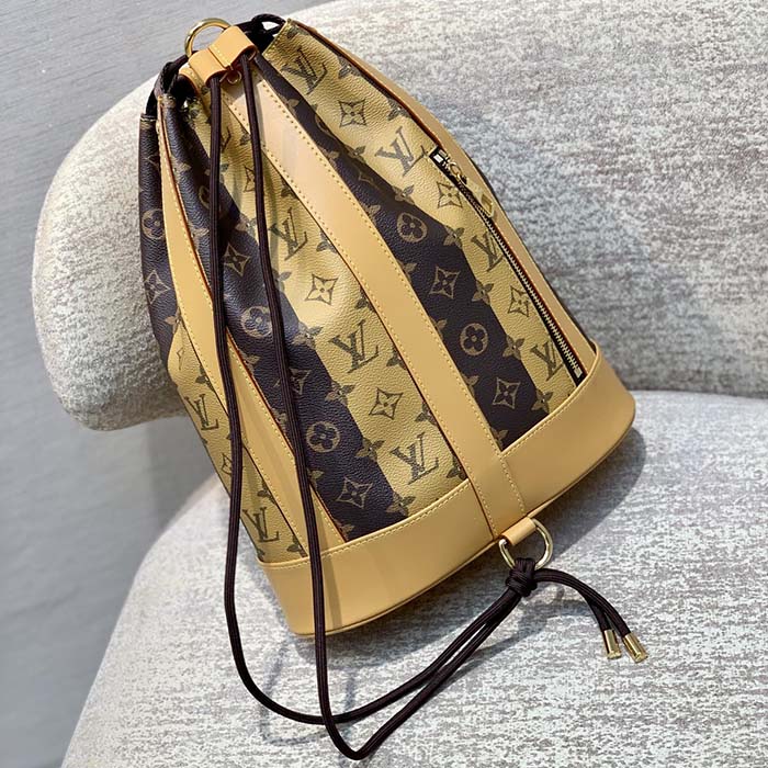 Louis Vuitton LV Unisex Randonée Messenger Bag Monogram Stripes Brown Coated Canvas