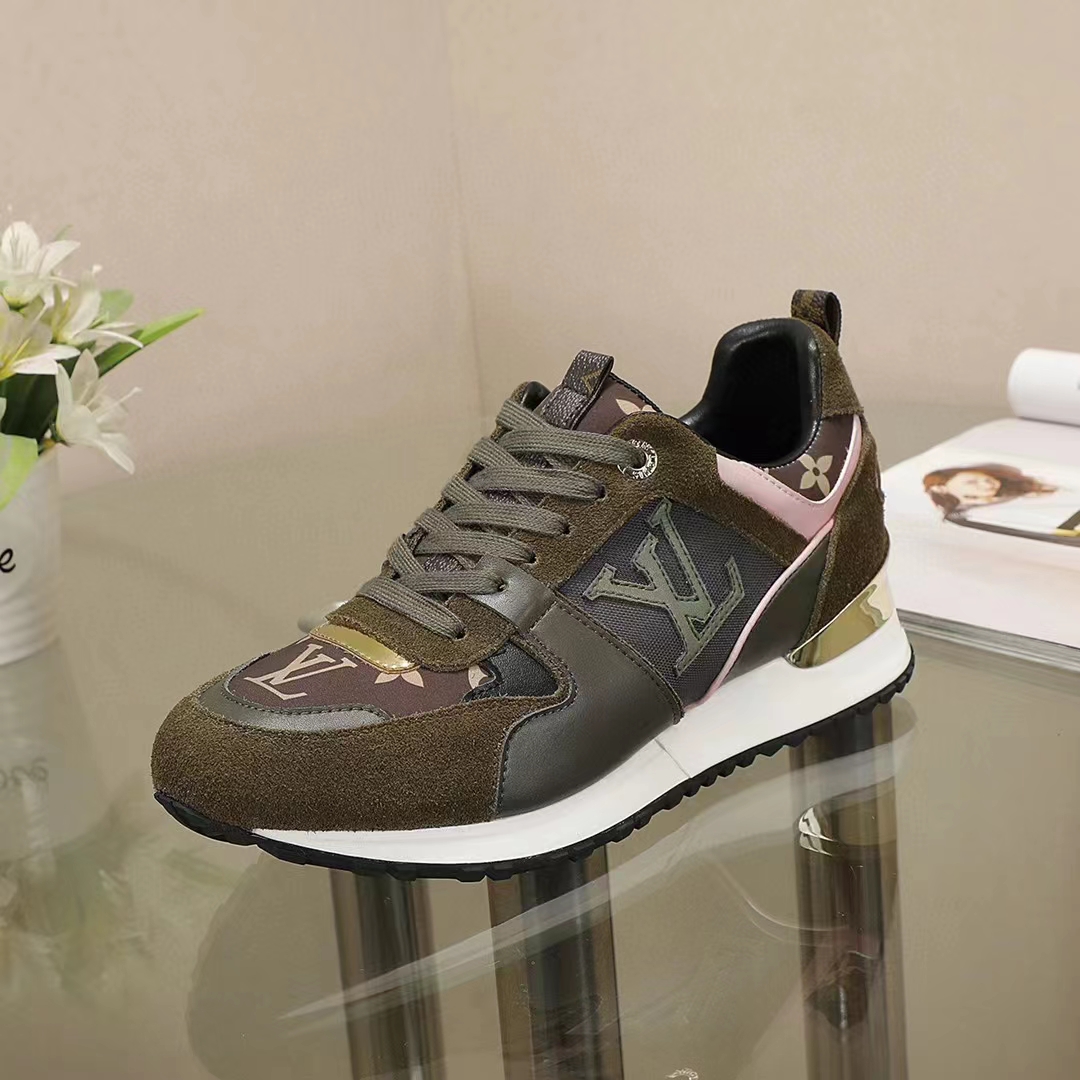 Louis Vuitton LV Unisex Run Away Sneaker Khaki Green Suede Calf Leather