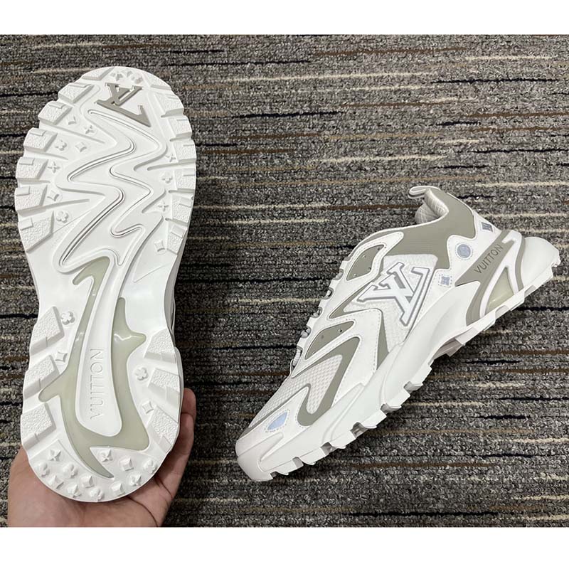 Louis Vuitton LV Unisex Runner Tatic Sneaker White Mix Materials Rubber Outsole Monogram Flowers