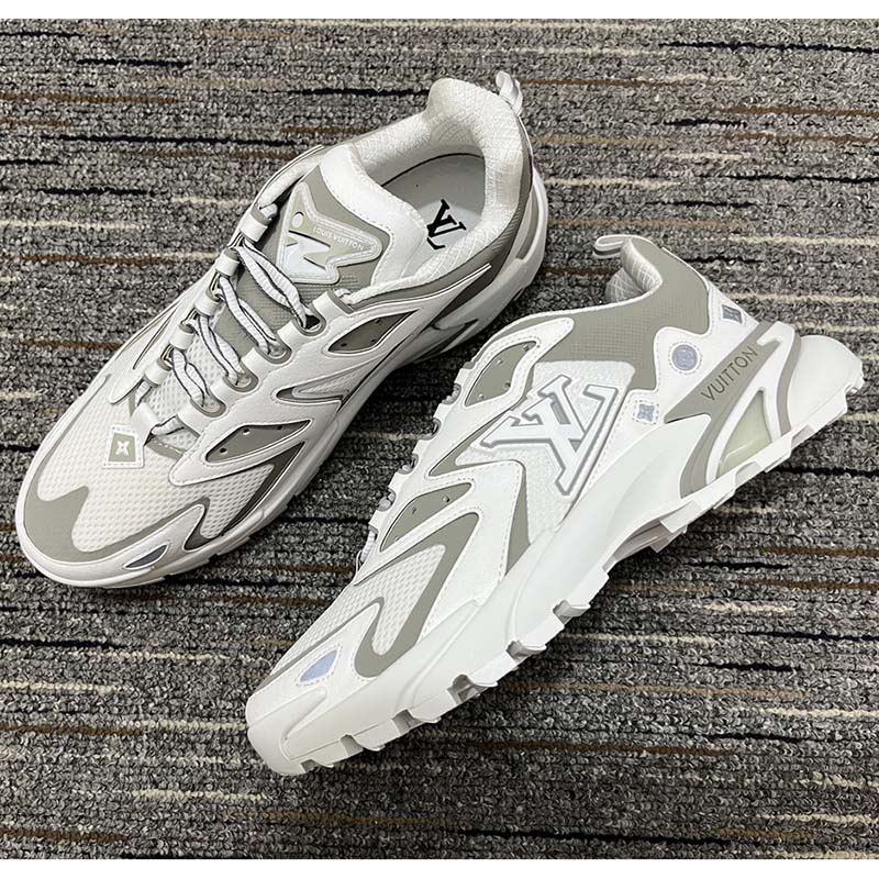 Louis Vuitton LV Unisex Runner Tatic Sneaker White Mix Materials Rubber Outsole Monogram Flowers
