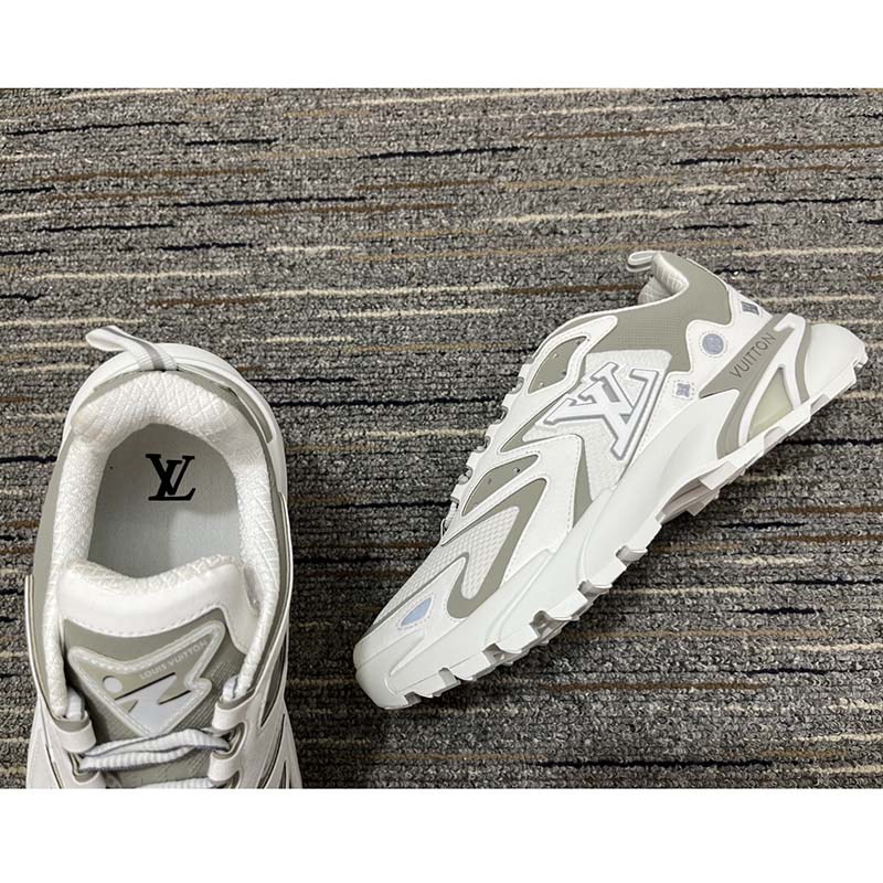 Louis Vuitton LV Unisex Runner Tatic Sneaker White Mix Materials Rubber Outsole Monogram Flowers