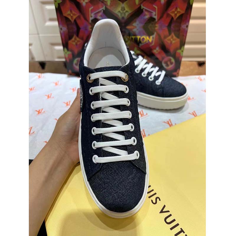 Louis Vuitton LV Unisex Time Out Sneaker Blue Monogram Debossed Denim