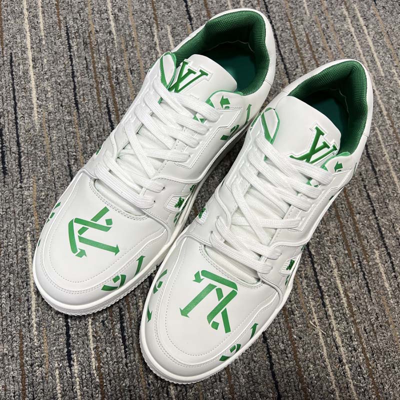 Louis Vuitton LV Unisex Trainer Sneaker Green Mix Sustainable Materials 54 Monogram Flowers