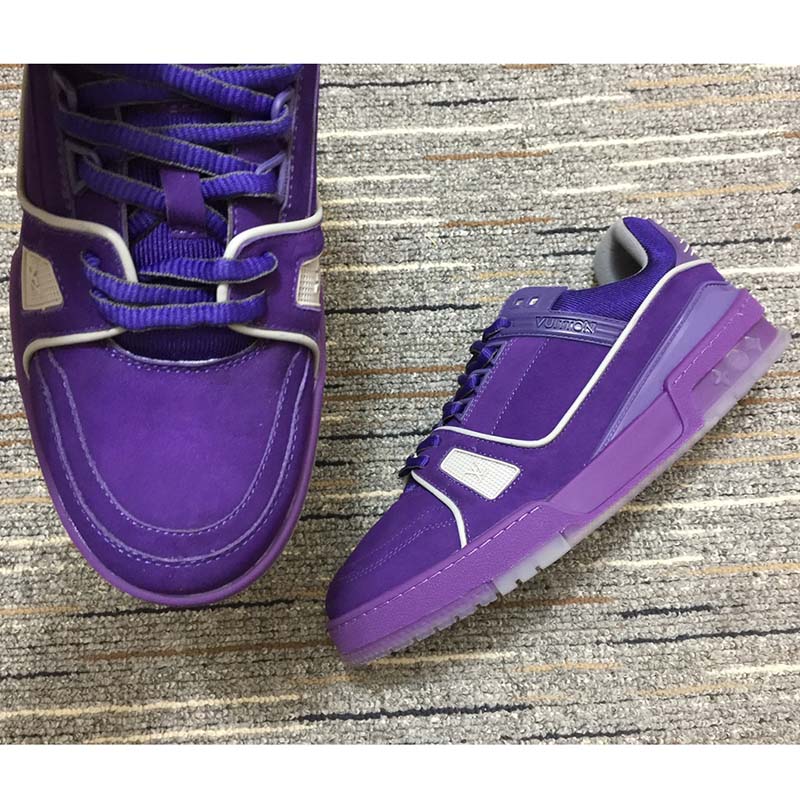 Louis Vuitton LV Unisex Trainer Sneaker Purple Metallic Canvas Rubber Outsole Monogram Flowers