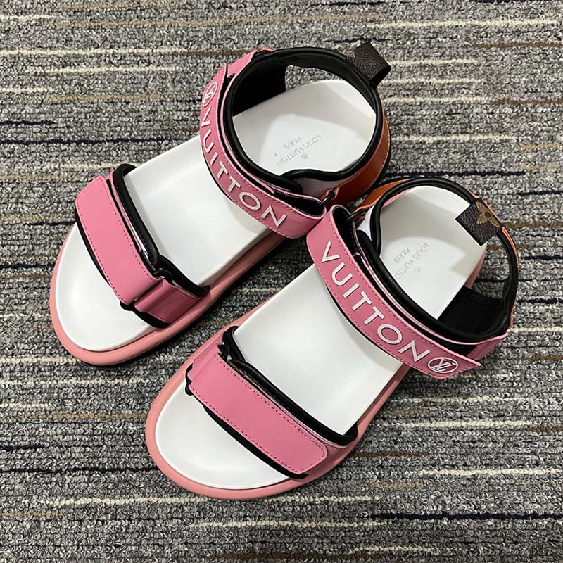 Louis Vuitton LV Women Pool Pillow Flat Comfort Sandal Pink Calf Leather Circle Rubber